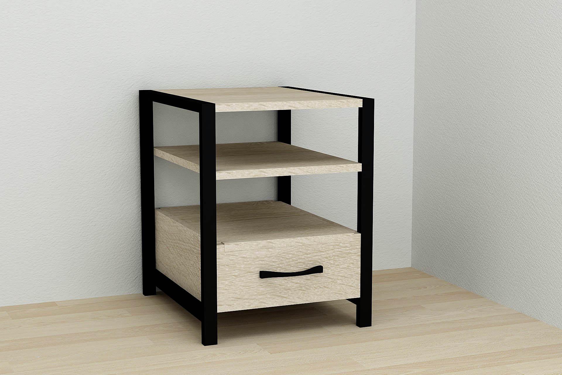 Тумба универсальная Ferrum-decor Вивьен 1/1 ДСП 16 мм 50x41x40 см Черный/Дуб Сонома (FRD-104142)
