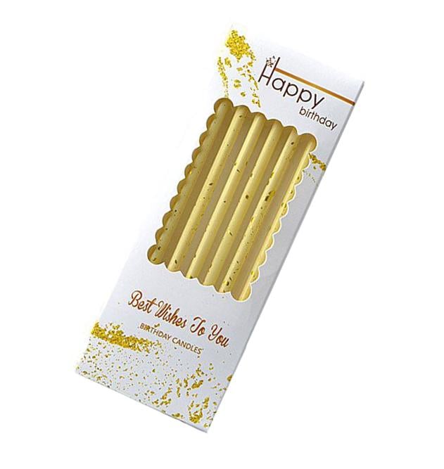 Свічки для торта Прямі 6 шт. Жовтий/Золотий (16665)
