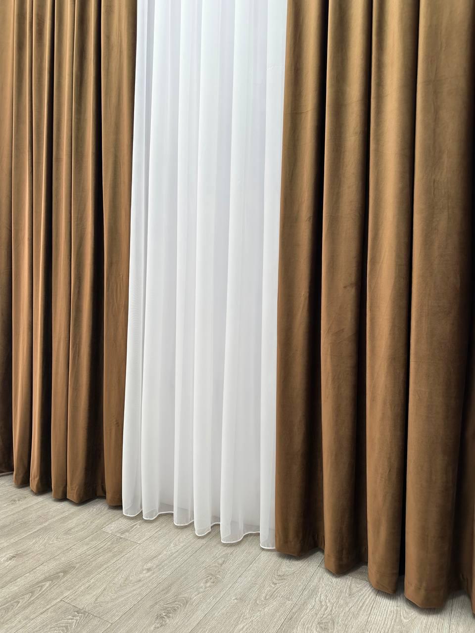 Штора велюрова на тасьмі 6 см 300x250 см Коричневий (6319-N17-Т43) - фото 7 Штора велюрова на тасьмі 6 см 300x250 см Коричневий (6319-N17-Т43) - фото 7