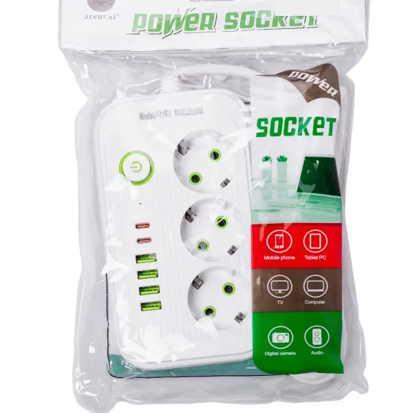 Фильтр-удлинитель сетевой LUXE 3 розетки 6 USB 2,7 м Белый (HP-5-19) - фото 8 Фильтр-удлинитель сетевой LUXE 3 розетки 6 USB 2,7 м Белый (HP-5-19) - фото 8