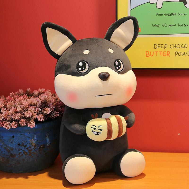 Мягкая игрушка Хаски с пчелкой 40 см Черный (28809135)