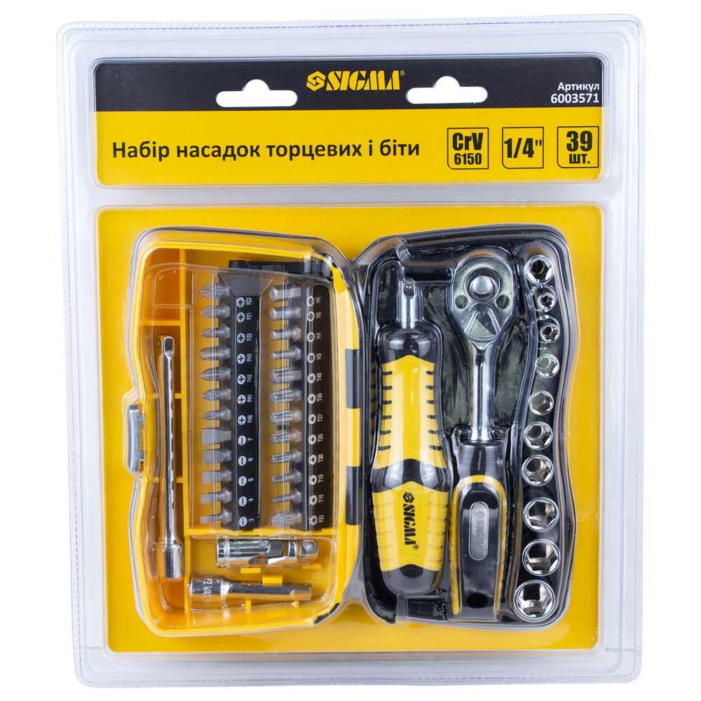Набір насадок торцевих і біти Sigma 6003571 1/4" 39 шт. CrV - фото 7