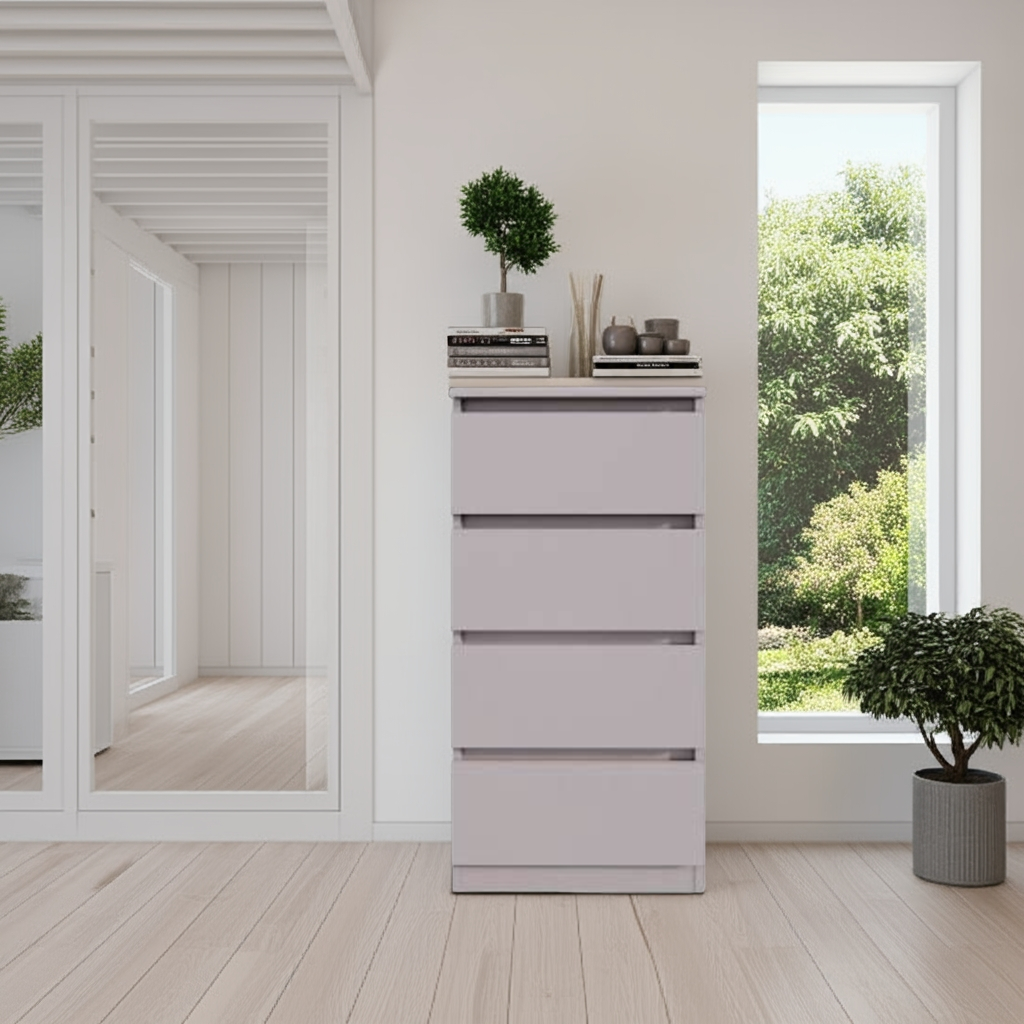 Комод MEBEX на 4 ящика 50х40х100 см Серый светлый (VM4B500LG) - фото 6