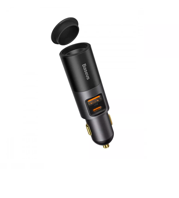 Зарядное устройство автомобильное Baseus CCBT-C0G Fast Charge Cigarette Lighter Expansion/USB/Type-C/120W Gray