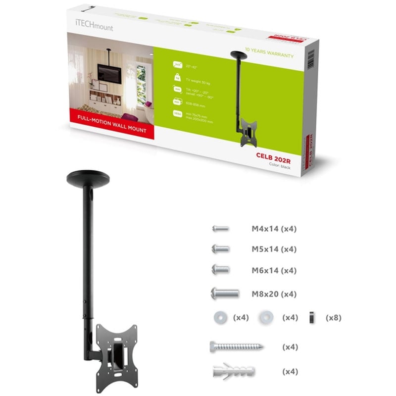 Крепление для телевизора ITech CELB 202R потолочное 23-42" (tf5647) - фото 12 Крепление для телевизора ITech CELB 202R потолочное 23-42" (tf5647) - фото 12