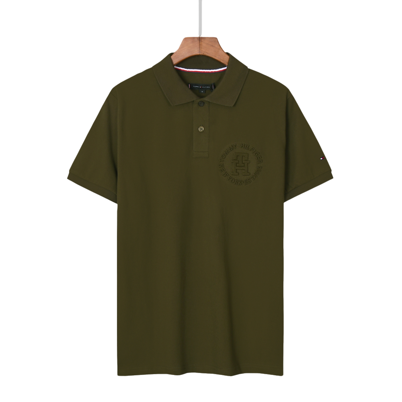 Футболка мужская поло в стиле Tommy Hilfiger Interlock Knit Embossed Polo Shirt XL Хаки (TH12004.3XL)