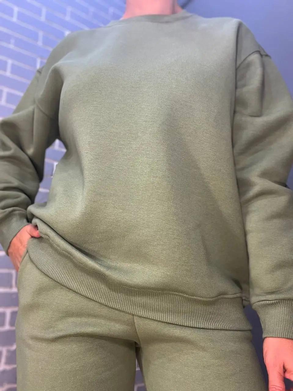 Свитшот женский PEPPER MINT 24-14 базовый простой удлиненный оверсайз M Хаки (947) - фото 3 Свитшот женский PEPPER MINT 24-14 базовый простой удлиненный оверсайз M Хаки (947) - фото 3