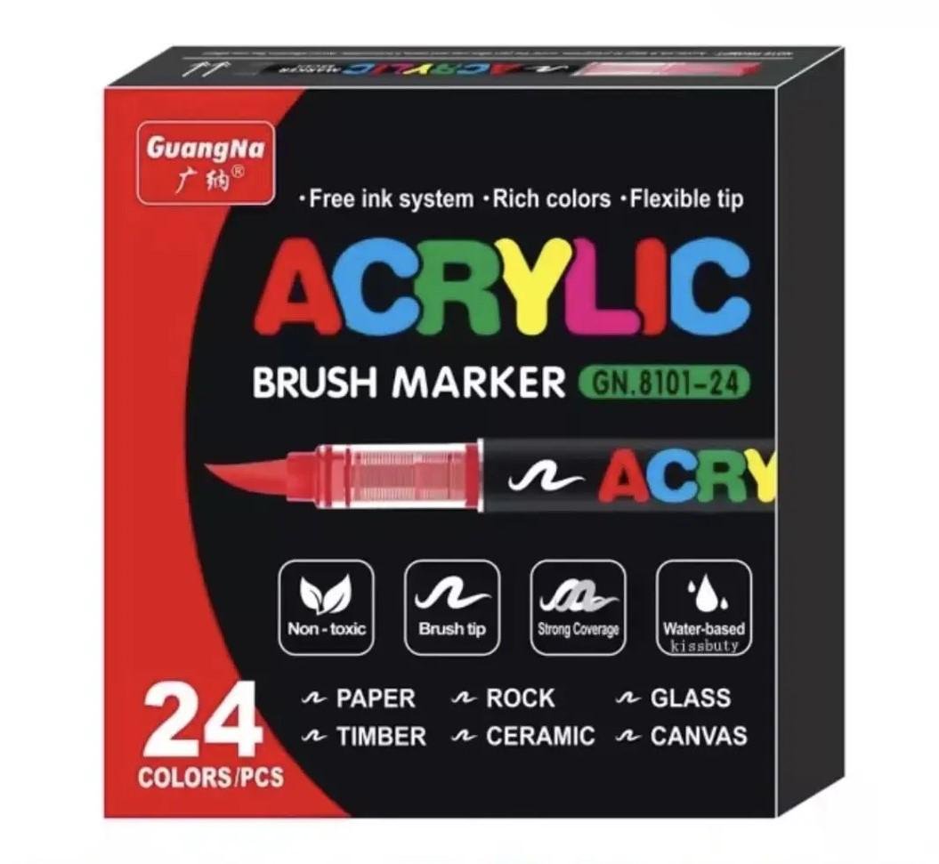 Маркеры для рисования акриловые Guangna водостойкие 24 цветов (06-117.1)