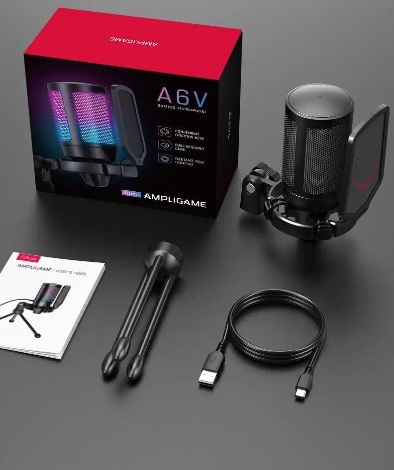 Мікрофон FIFINE Ampligame A6V конденсаторний з RGB-підсвіткою з триногою (2167078176) - фото 6 Мікрофон FIFINE Ampligame A6V конденсаторний з RGB-підсвіткою з триногою (2167078176) - фото 6