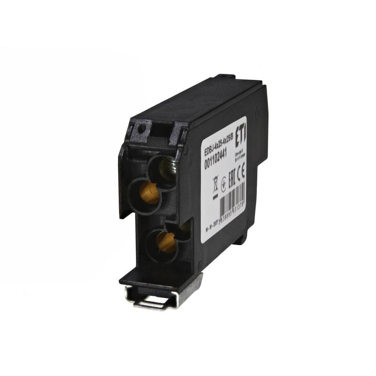 Блок розподільний ETI EDBJ-4x25-4x25/B 100A вхід 4x25 мм2 вихід 4x25 мм2 на DIN-рейку (1102441)
