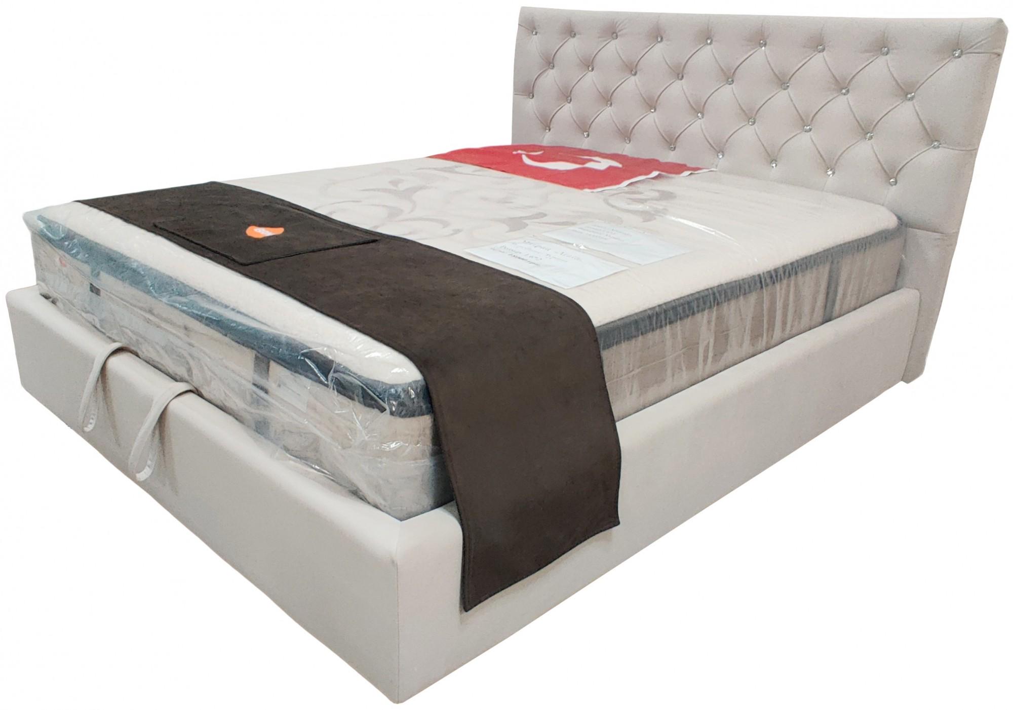 Кровать двуспальная BNB Arizona Comfort Стразы с подъемным механизмом и нишей для белья 180x190 см Бежевый (bnb_190_0165)