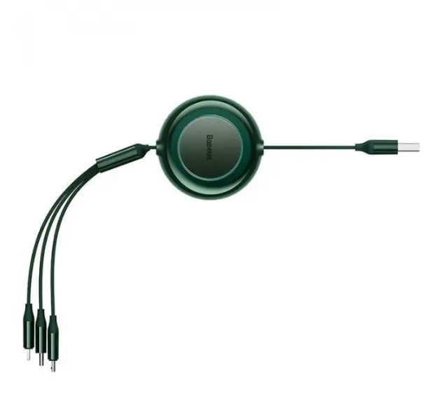 Кабель BASEUS Bright Mirror 2 Series 3в1 Cable USB to MicroUSB/Lightning/Type-C CAMJ010006 3,5A 1,1 м Green - фото 3