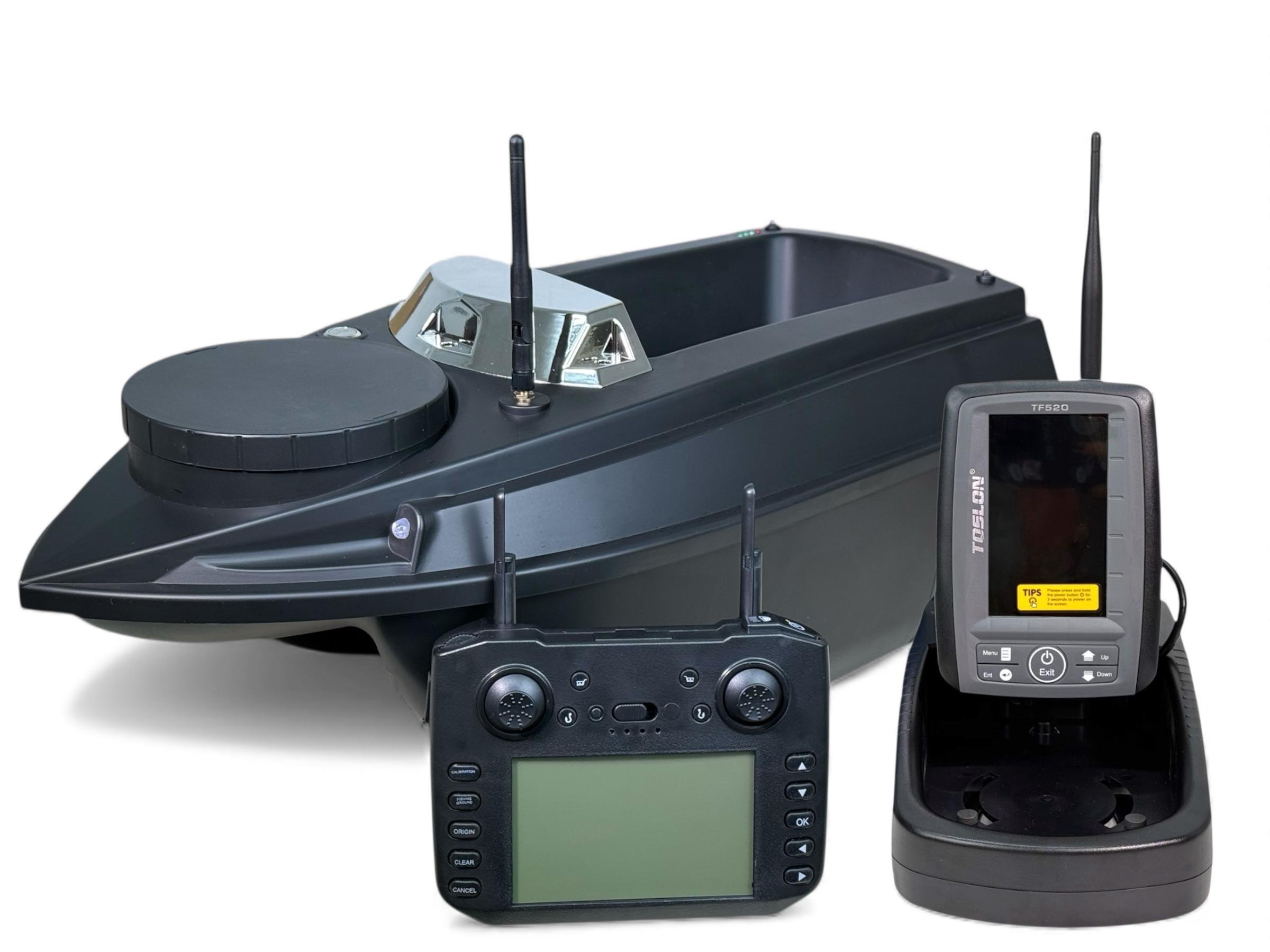 Кораблик Hirisi V030 2 бункера GPS 180 точок з ехолотом Toslon TF-520 (AT84)