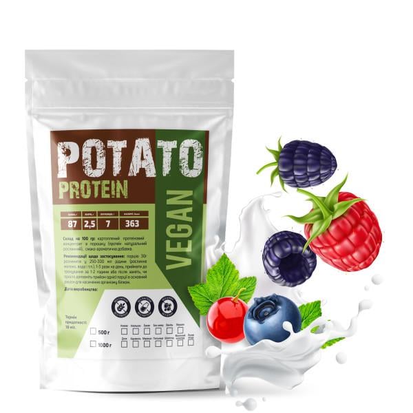 Протеин картофельный Vegan Лесные ягоды 87% белка на 16 порций 500 г (21-125-ptp-l500)