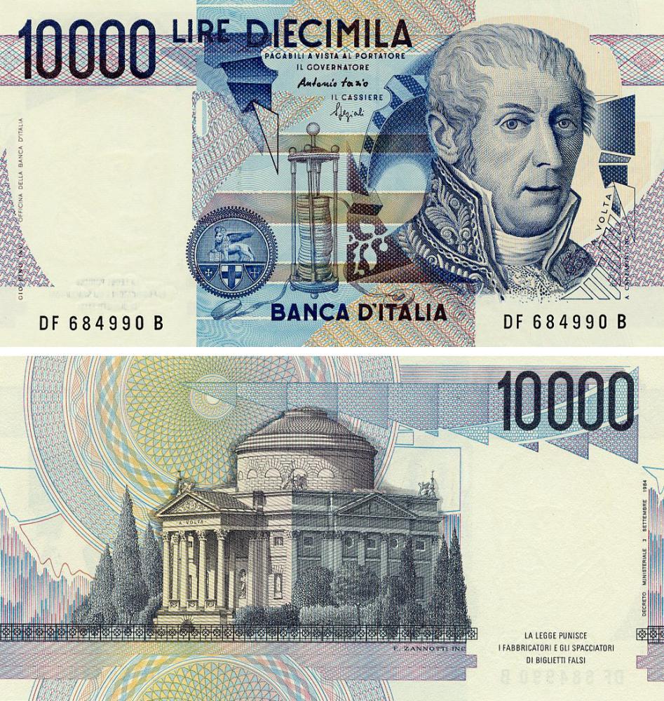 Коллекционная банкнота Италия 10000 лир 1984 UNC Signature Fazio & Speziali (P112c)