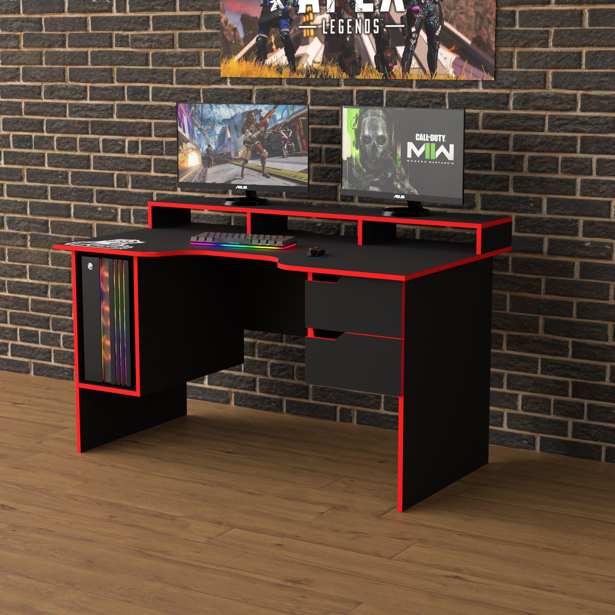 Геймерський стіл Тіса-меблі Rasin RS-10 140х80х88 см Чорний/Червоний - фото 3 Геймерський стіл Тіса-меблі Rasin RS-10 140х80х88 см Чорний/Червоний - фото 3