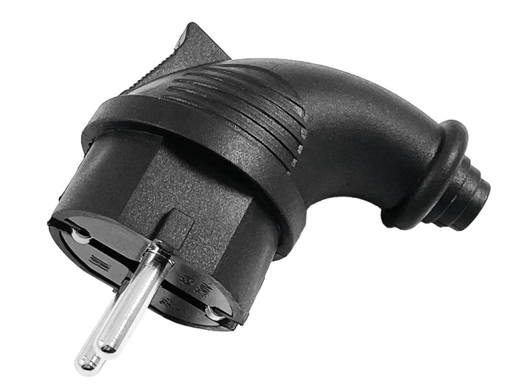 Вилка з заземленням кутова Lemanso LMA094 каучукова