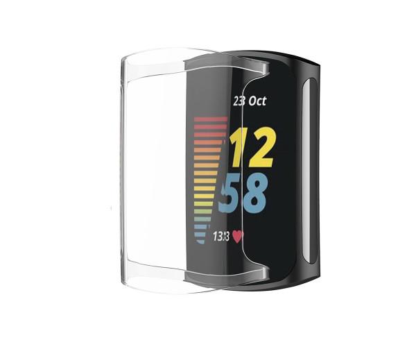 Чехол силиконовый Protective Cover для Fitbit Charge 5/6 с защитой на экран Прозрачный