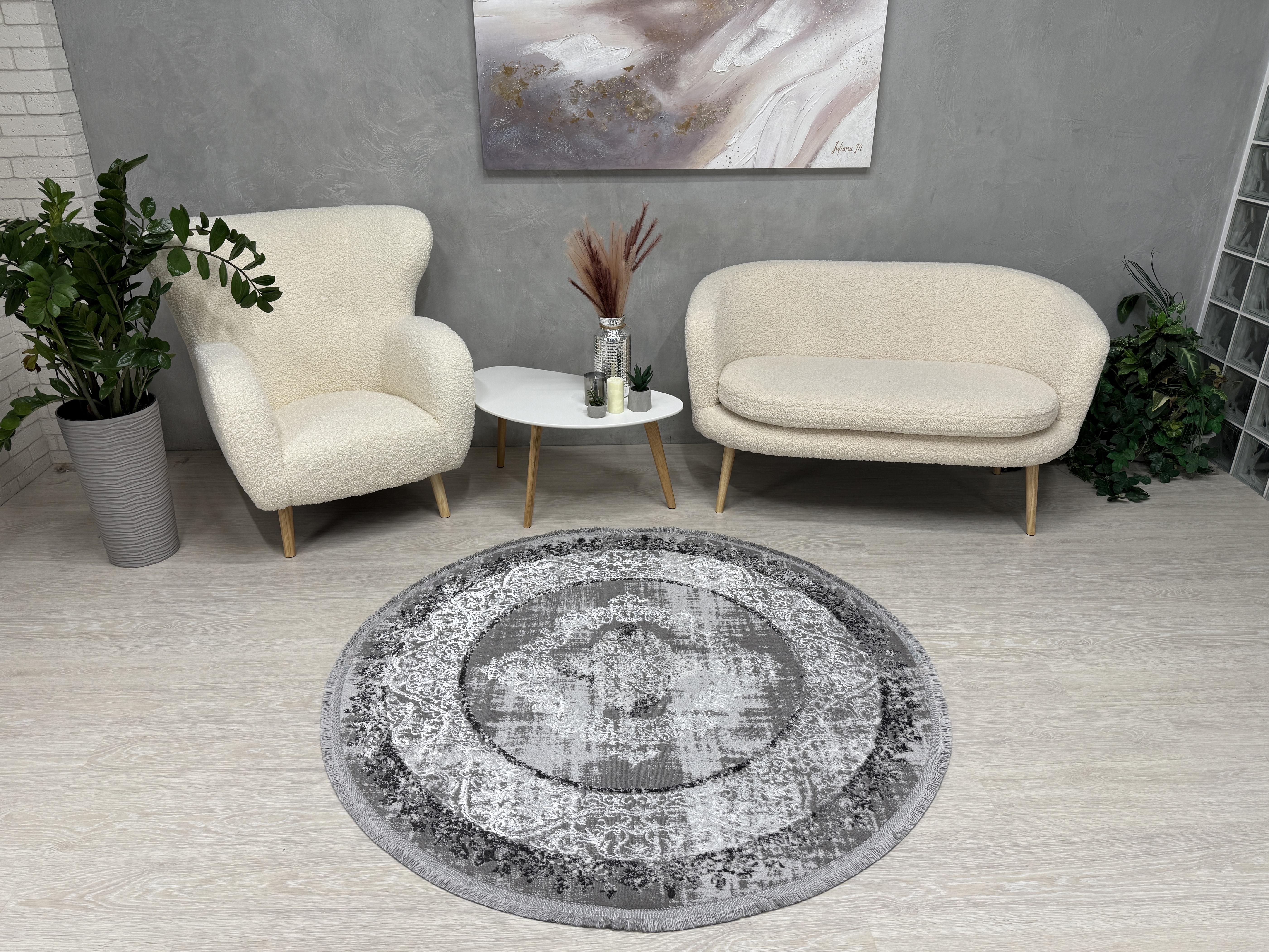 Ковер Mars с невысоким ворсом 200x200 см круг Серый (B251BKG/AGS13) - фото 3 Ковер Mars с невысоким ворсом 200x200 см круг Серый (B251BKG/AGS13) - фото 3