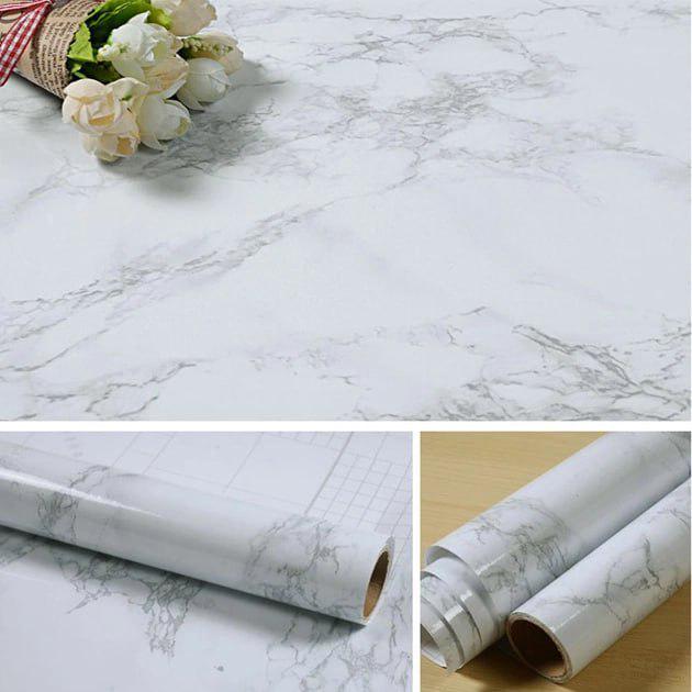 Самоклеящаяся кухонная пленка для поверхностей 5x0,6 м Белый мрамор (3642) - фото 2