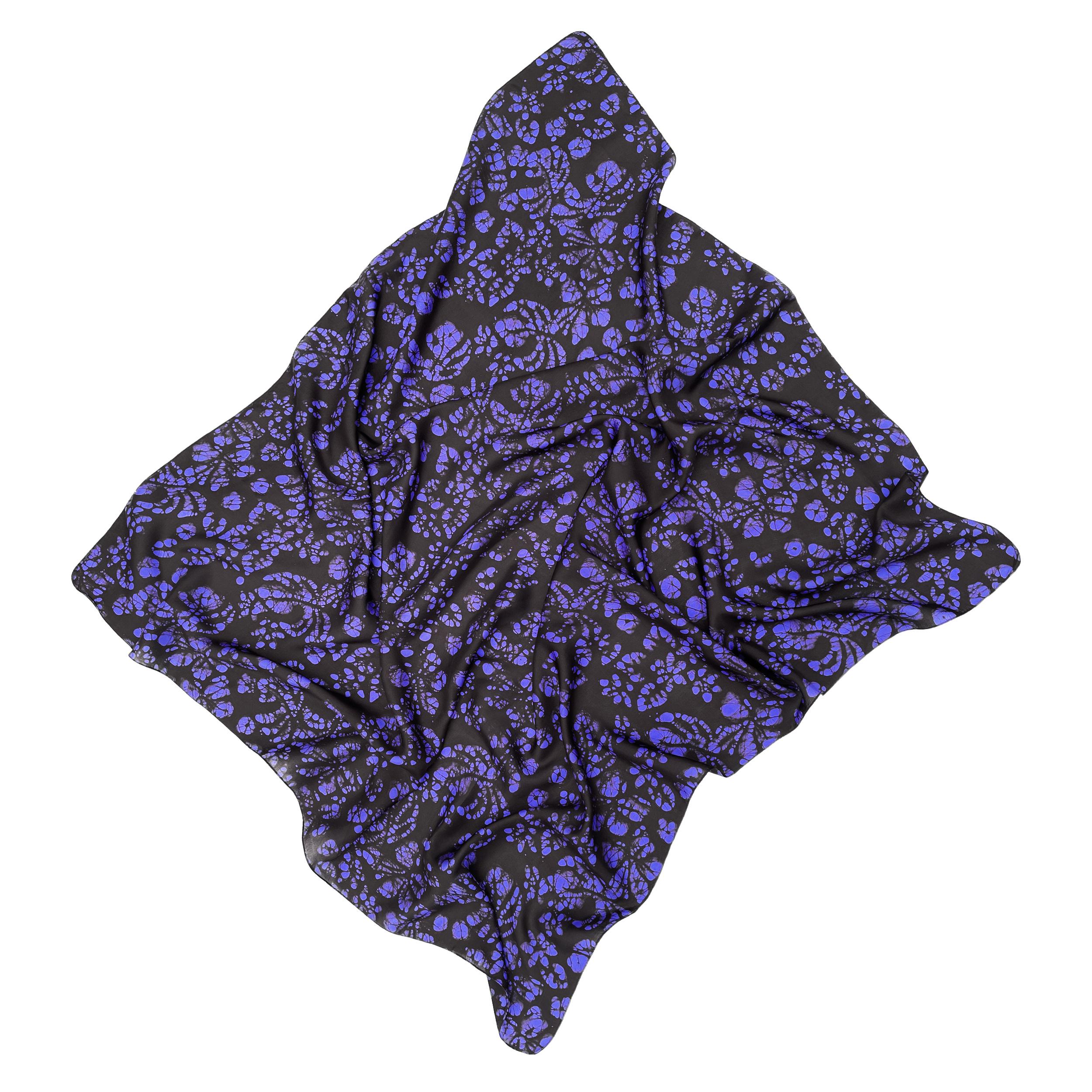 Натуральный шелковый платок Silk Route 100х100 см Черный/Фиолетовый (664)