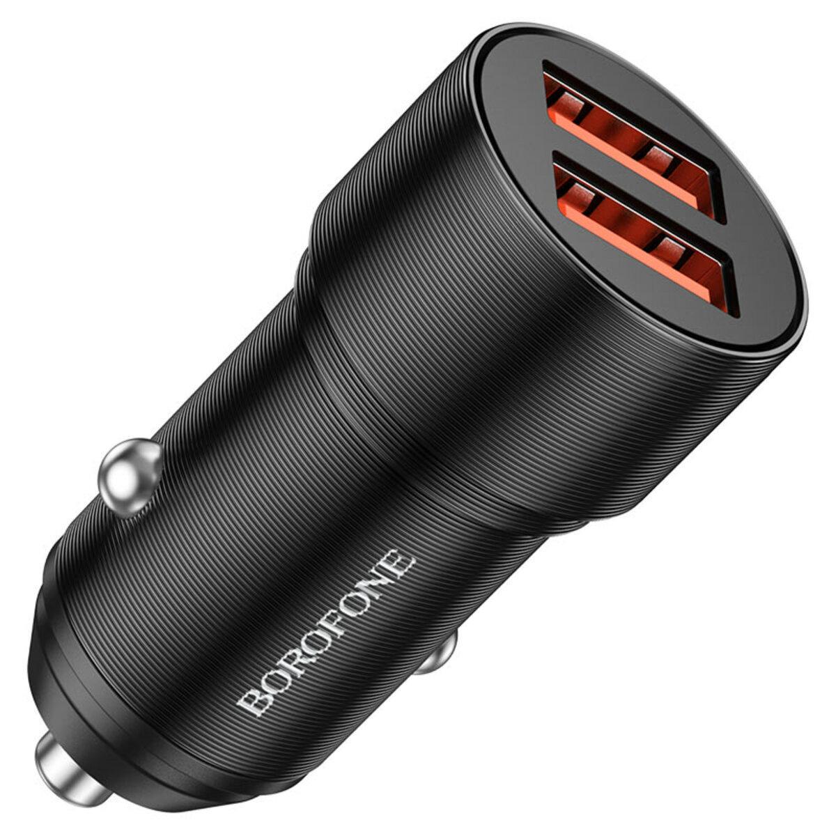 Зарядное устройство автомобильное Borofone BZ19 Wisdom dual port car charger set Micro Black (BZ19MB)