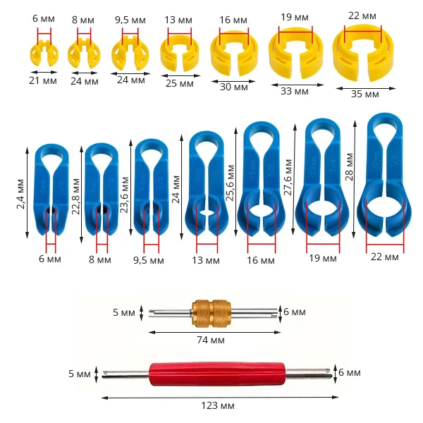Інструменти для від'єднання труб кондиціонера авто J00142 14 знімачів та 2 викрутки в кейсі - фото 11 Інструменти для від'єднання труб кондиціонера авто J00142 14 знімачів та 2 викрутки в кейсі - фото 11