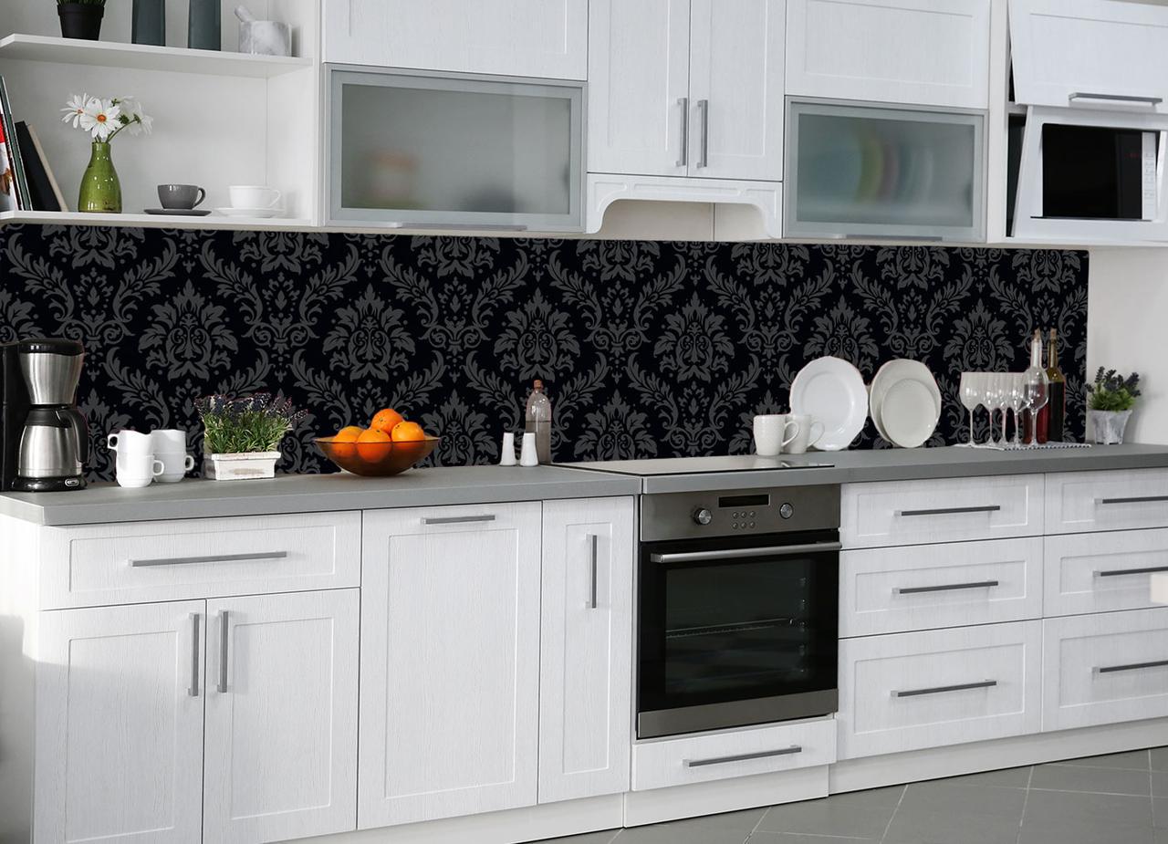 Кухонный фартук Классика из самоклеющейся виниловой пленки 65х250 см Черный