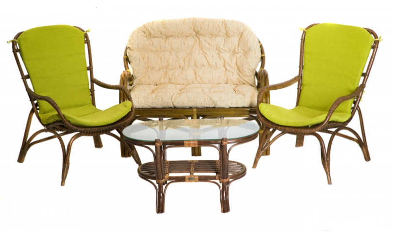 Комплект плетеной мебели из ротанга софа/2 кресла/кофейный столик (cr-ok0011)
