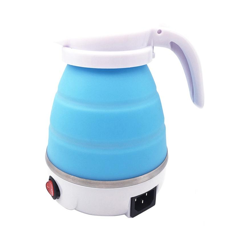 Чайник електричний Kamille 220-240V із складною ручкою силіконовий 750 Вт 0,6 л Блакитний з білим