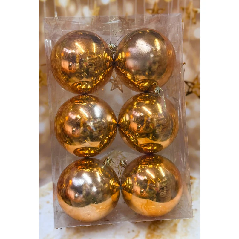 Набор елочных игрушек пластиковые круглые 6 шт. 12 см Медный (2775417858) - фото 1 Набор елочных игрушек пластиковые круглые 6 шт. 12 см Медный (2775417858) - фото 1