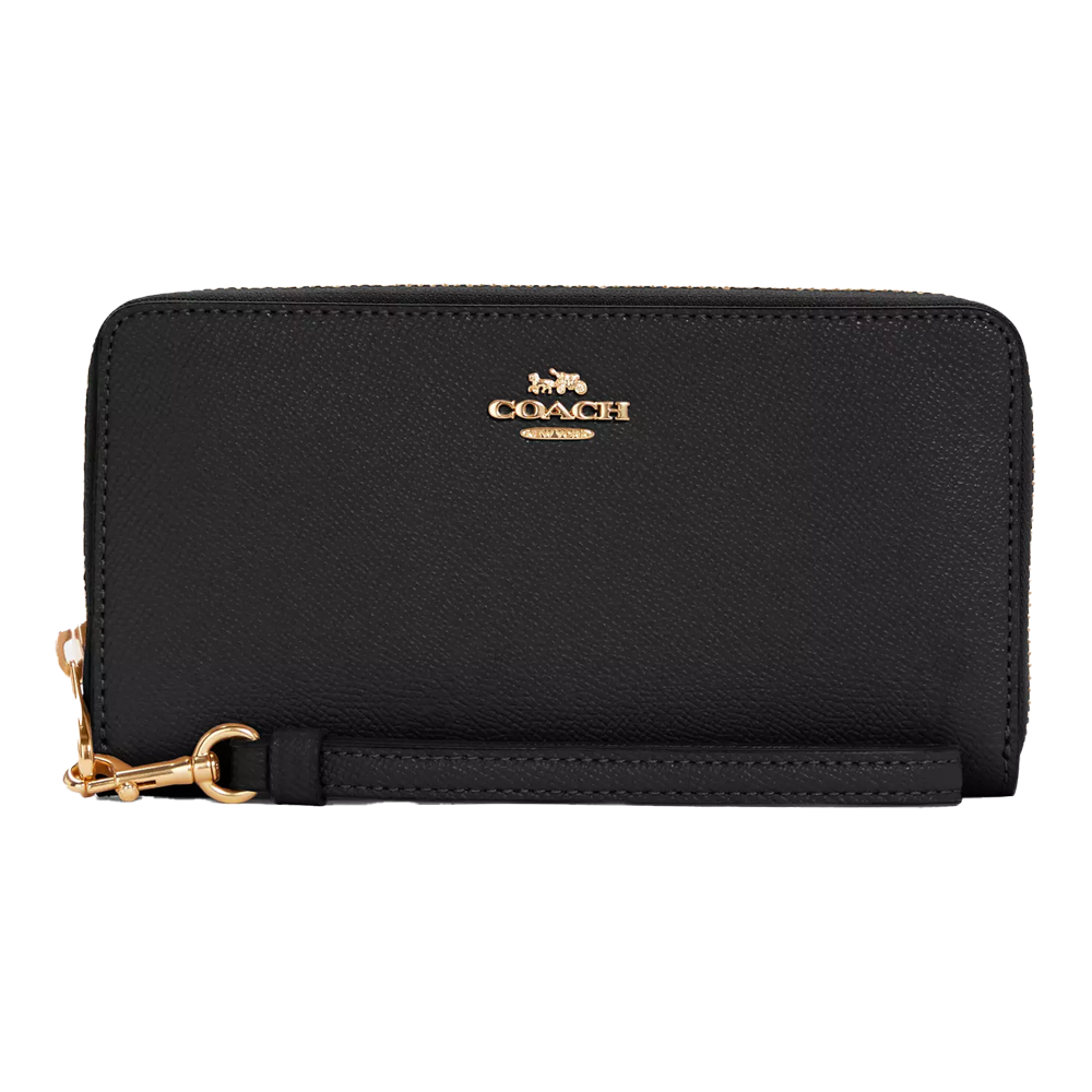 Гаманець жіночий Coach Long Zip Around Wallet Gold/Black (CH25)