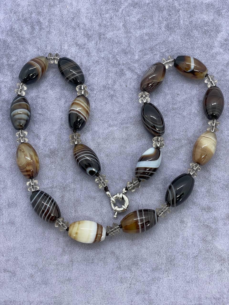 Бусы агат 45 см Разноцветный (9840)