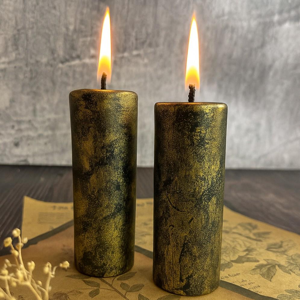 Свічка воскова Циліндр 3,5х10 см Золотий/Чорний (810) - фото 5