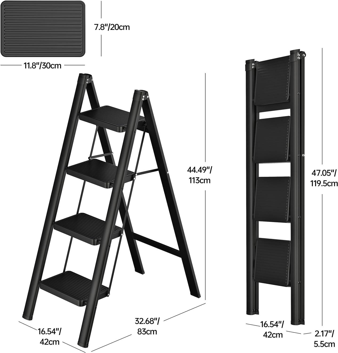 Лестница стремянка металлическая бытовая DOAKT Steel M4 на 4 ступени складная до 150 кг Black (S4-BK) - фото 6 Лестница стремянка металлическая бытовая DOAKT Steel M4 на 4 ступени складная до 150 кг Black (S4-BK) - фото 6