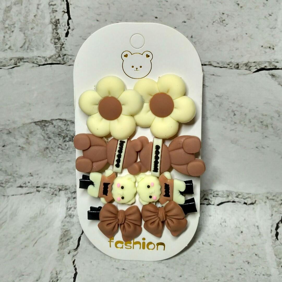 Заколки-зажими уточки дитские Мишки 8 шт. (BB1697-3)