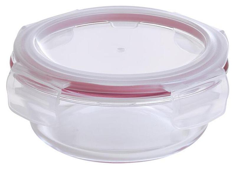 Контейнер стеклянный Bergner Walking Anywhere с пластиковой крышкой круглый 400 мл (BG-25027-RD)