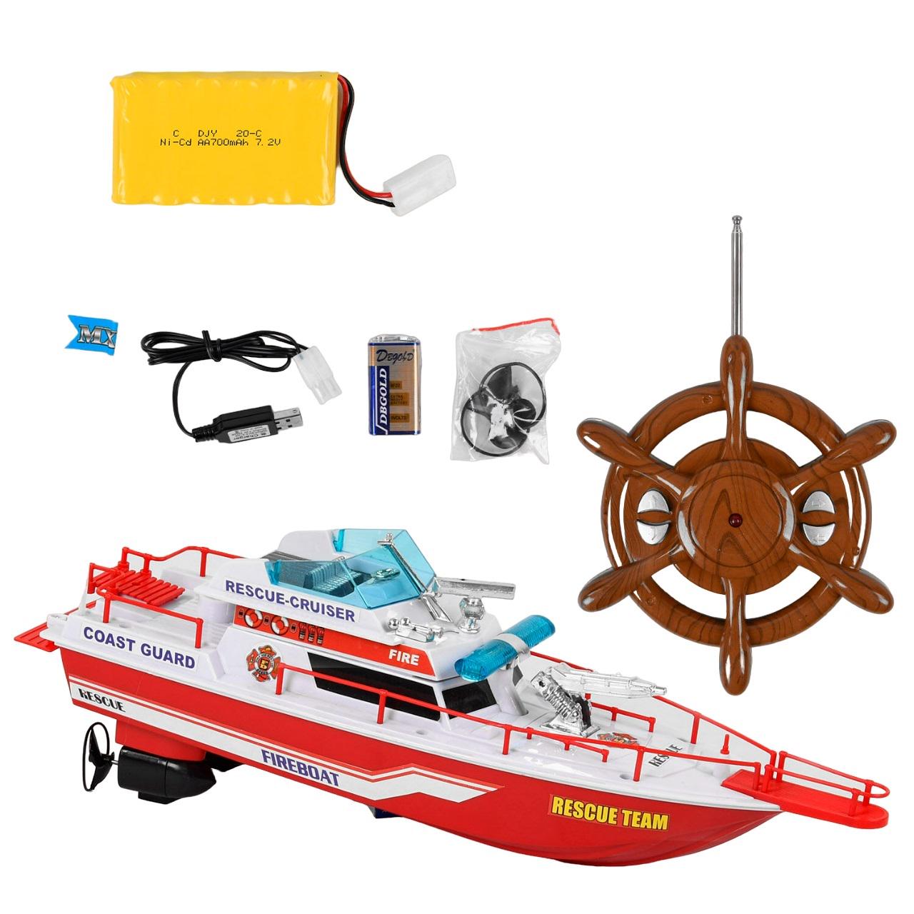 Катер на радіокеруванні ZHI MING XING Пожежна служба акумулятор 72V батарея 9V частота 27 MHz Red/White (102656)