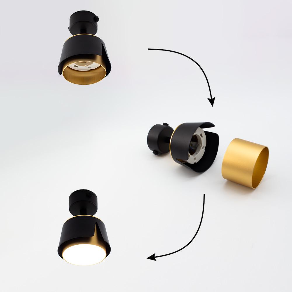 Светильник точечный ESLLSE TELA R DL GX53 100x135 мм Черно-золотой (10528) - фото 5 Светильник точечный ESLLSE TELA R DL GX53 100x135 мм Черно-золотой (10528) - фото 5