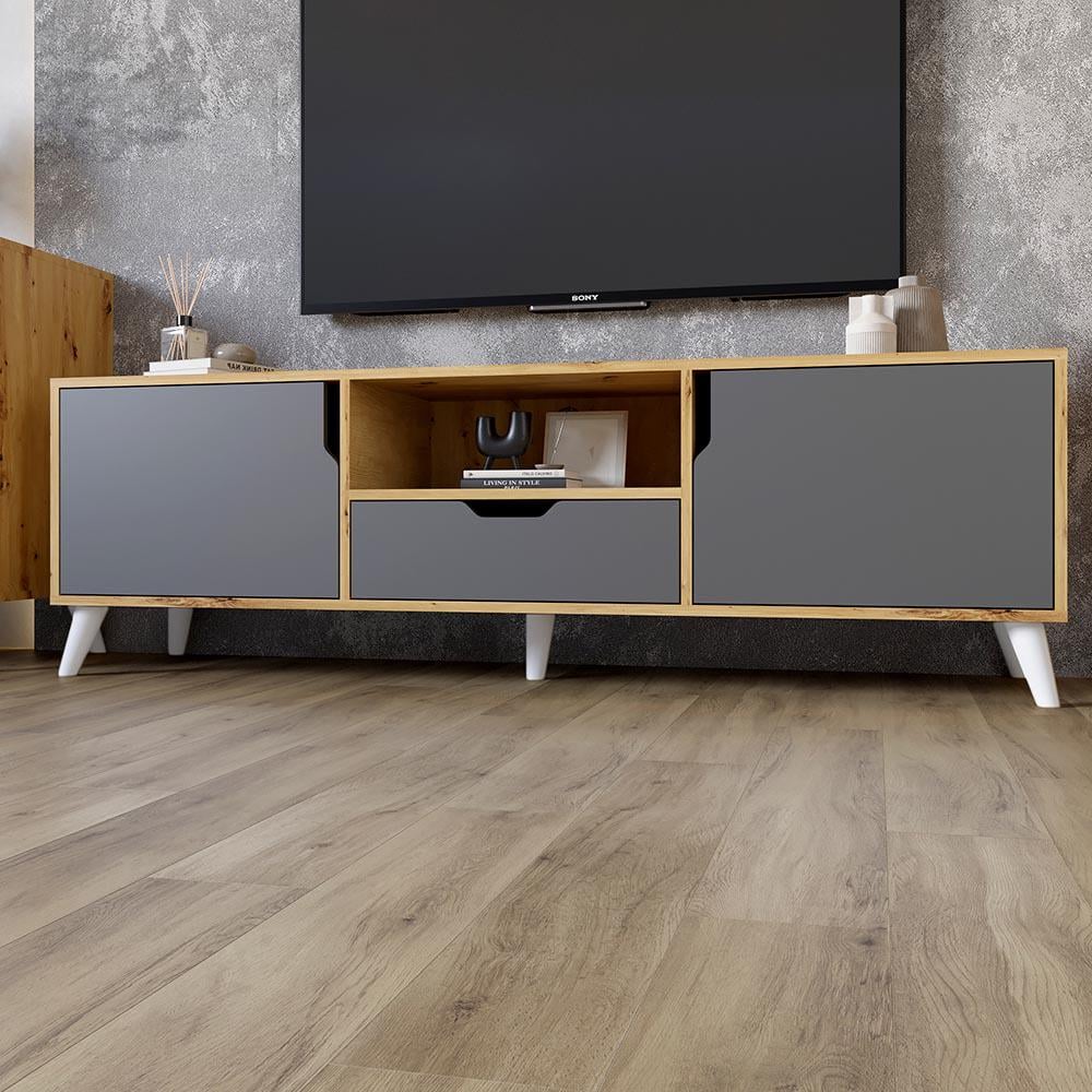 Тумба под ТВ М-Зон Борн 1600 Дуб артизан/Антрацит/Белый (MZN-031076) - фото 2 Тумба под ТВ М-Зон Борн 1600 Дуб артизан/Антрацит/Белый (MZN-031076) - фото 2