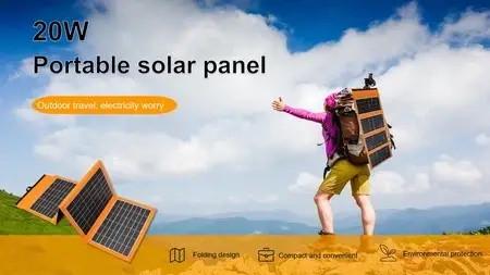 Солнечная панель портативная складная переносная панель 86x23 см 20 Вт (9113) - фото 2