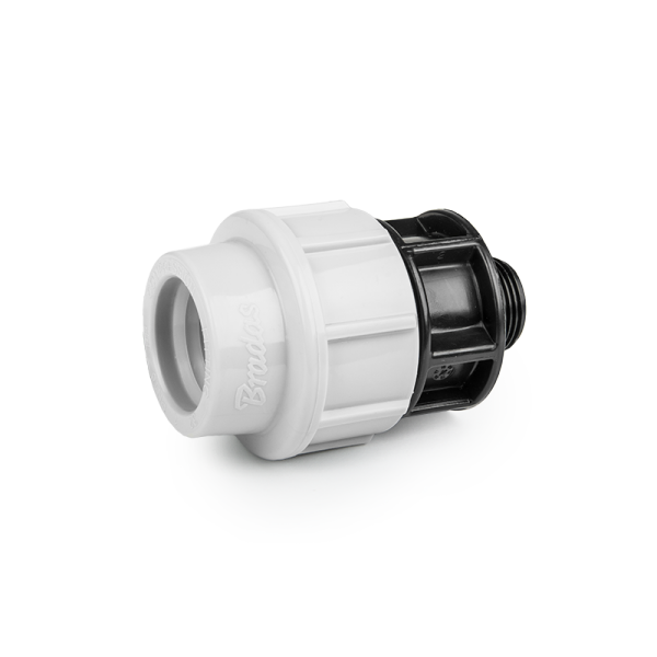 Муфта Bradas для труб PE 25 мм х 1/2" PN16 с наружной резьбой (22417) Муфта Bradas для труб PE 25 мм х 1/2" PN16 с наружной резьбой (22417)