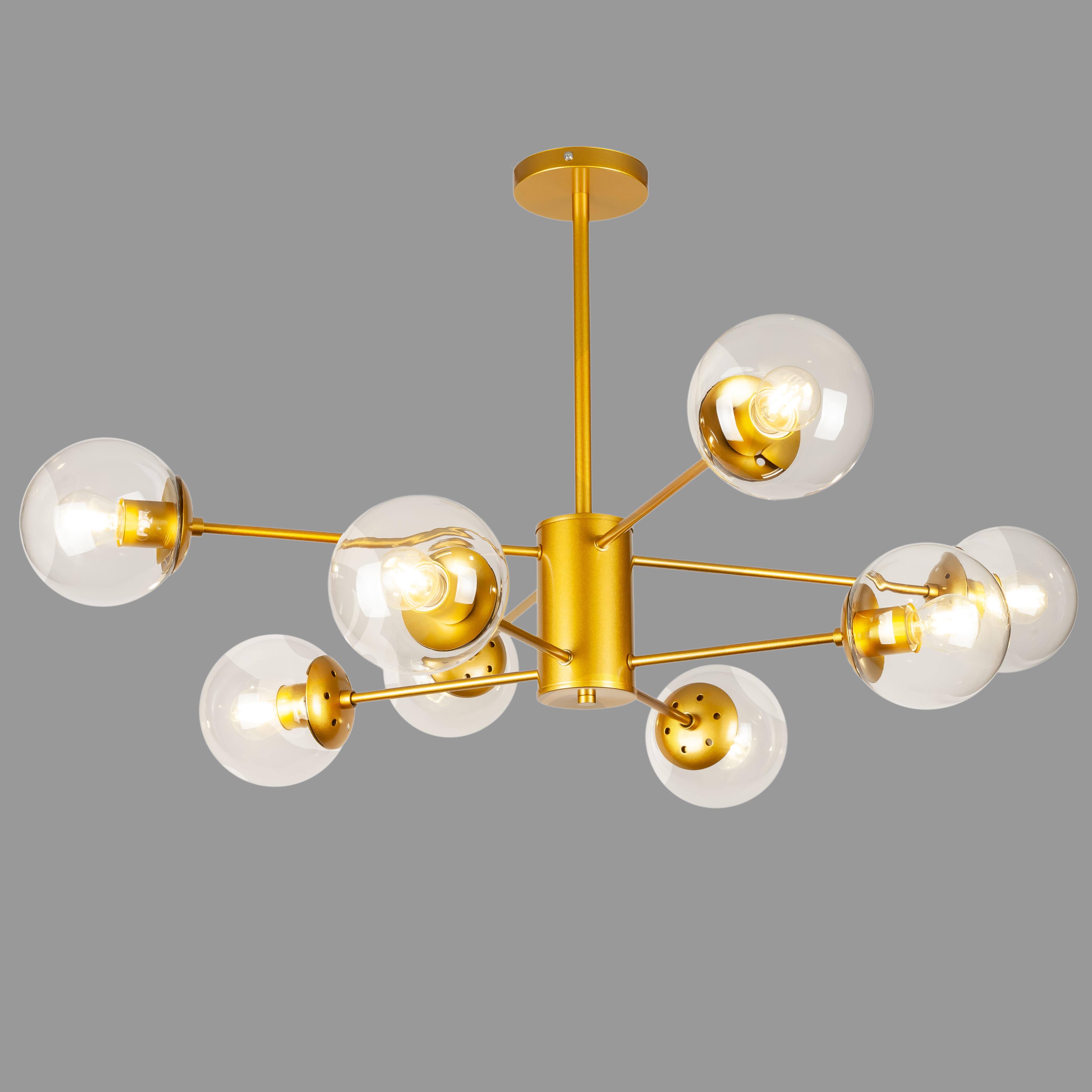 Люстра современная 8 ламп 92х42 см Золотой (52-6033-8 GD+CL)