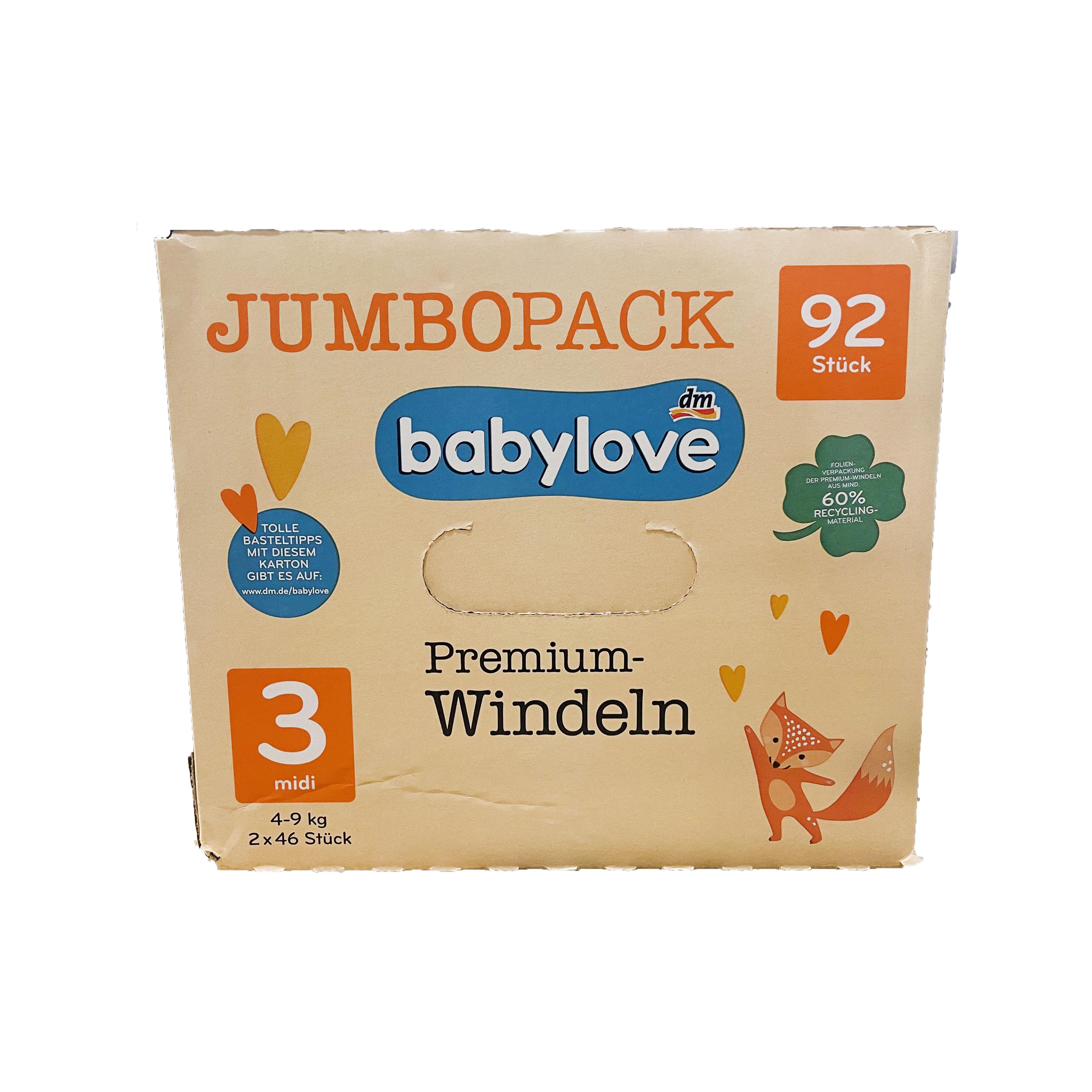 Підгузники Babylove Premium Jumbo Pack 3 Midi 4-9 кг 92 шт. (11009957)