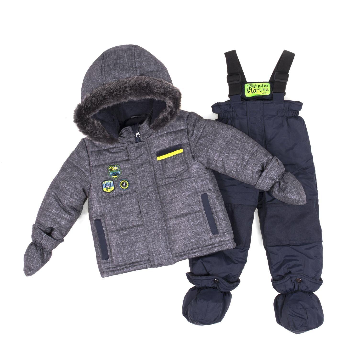 Дитячий зимовий комплект для хлопчика Peluche&Tartine F18M09BG 96-104 см Сірий меланж (F18M09BG-Stone_Navy-3)