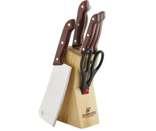 Набор кухонных ножей Bohmann на деревянной подставке 7 пр. (BH 5128 MRB)