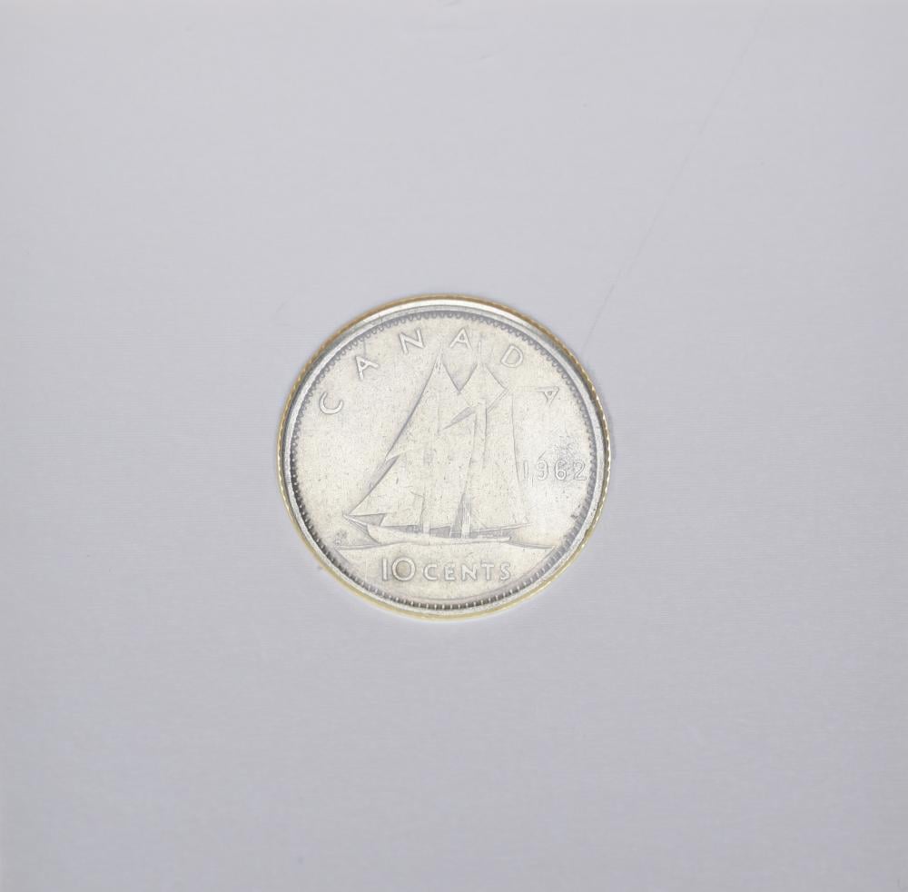 Колекційна монета Канада 10 центів 1962 F-VF Срібло Вітрильник (15389228)