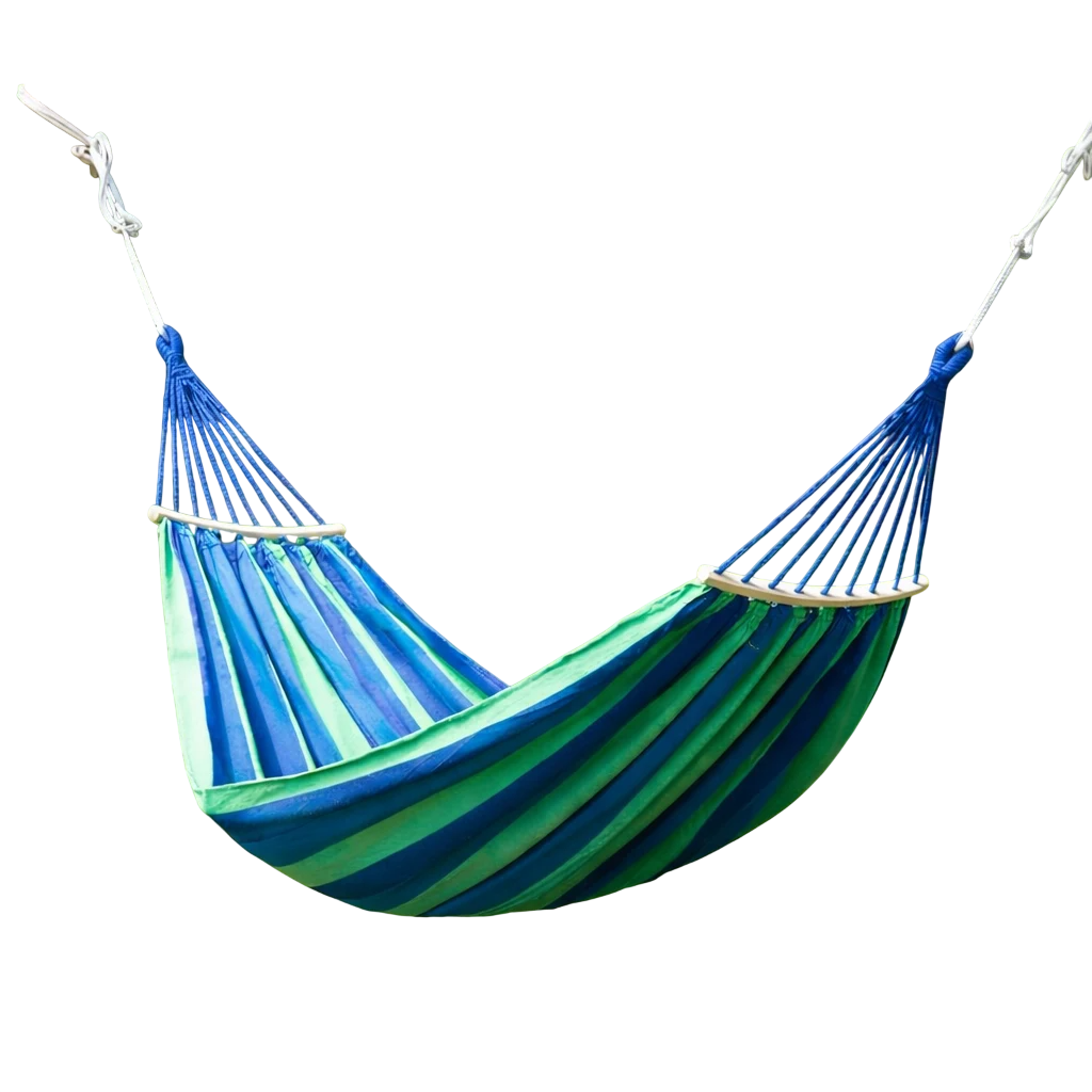 Гамак двухместный тканевый с деревянными планками с чехлом 200х150 см Синий (33982789)