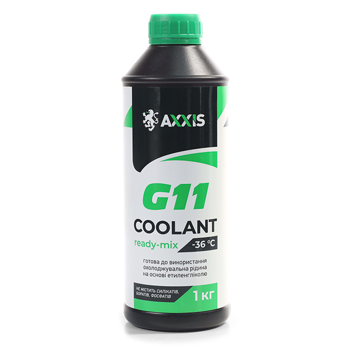 Антифриз Axxis G11 Сoolant Ready-Mix -36°C канистра 1 кг Green (P999-G11Gr RDM1)