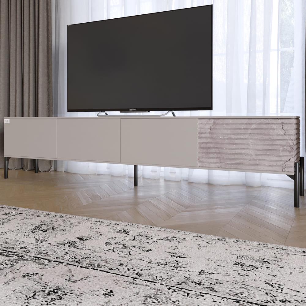 Тумба под телевизор Lion Грей на черных металлических ножках Кашемир/Камень (000-000-2494)